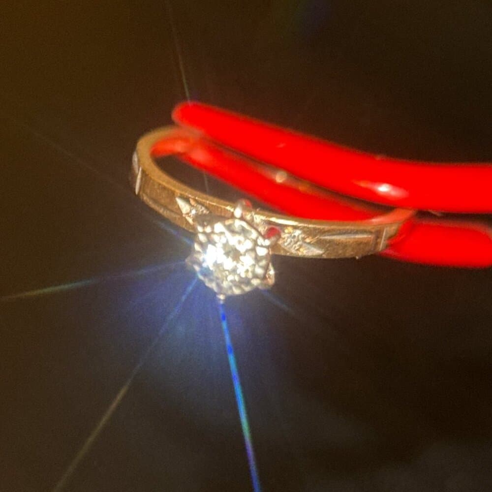 14K Gold Diamond Thin Band Engagement Ring - Thumbnail 2