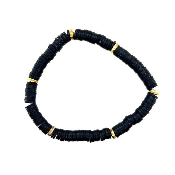 Black Beaded Stretch Bracelet (c) - Thumbnail 4