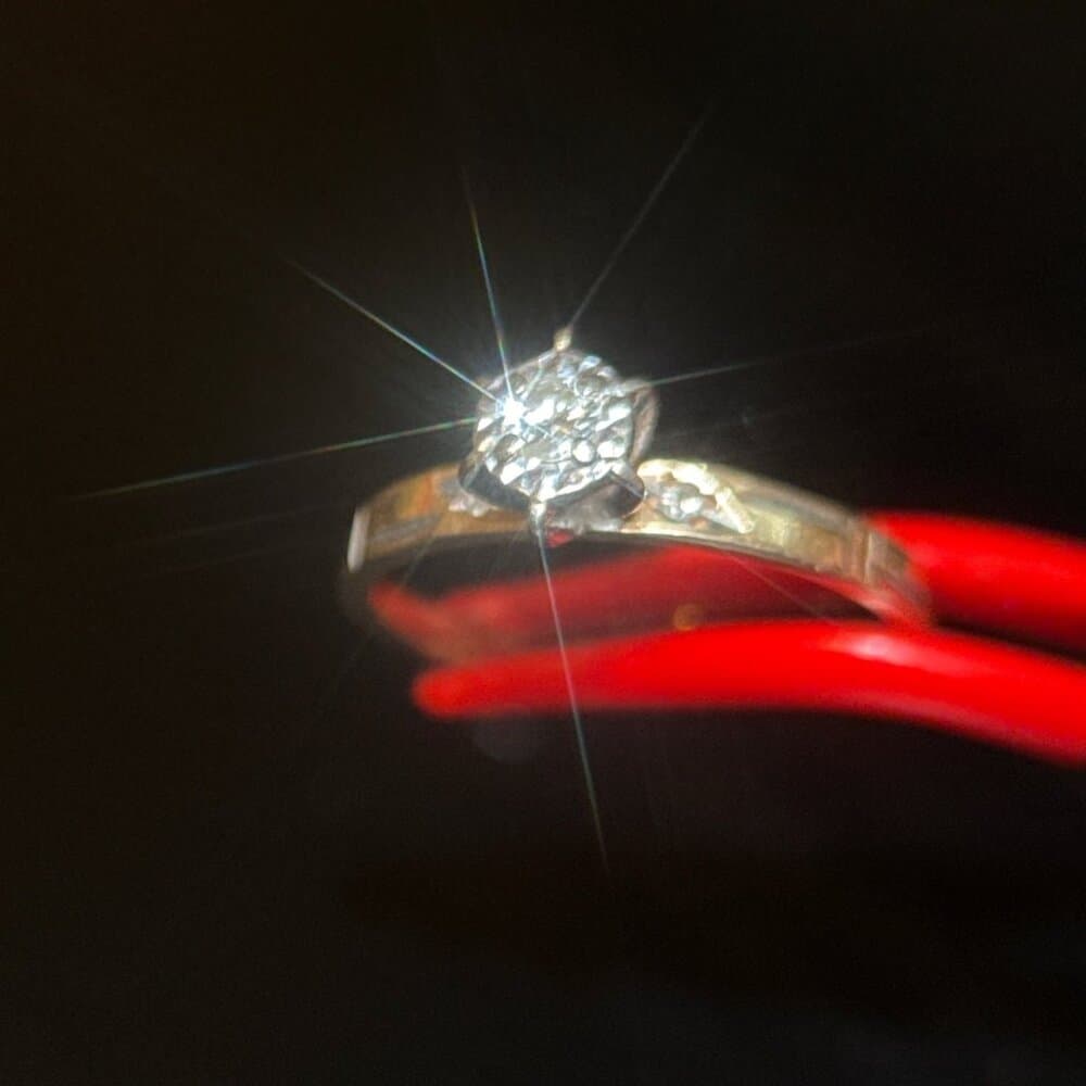 14K Gold Diamond Thin Band Engagement Ring - Thumbnail 3