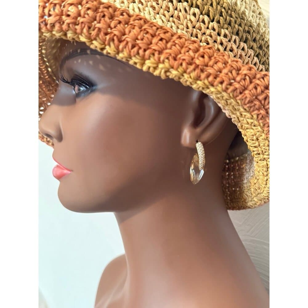 Champagne With Pave White Stone Swarovski Designer Earrings - Thumbnail 6