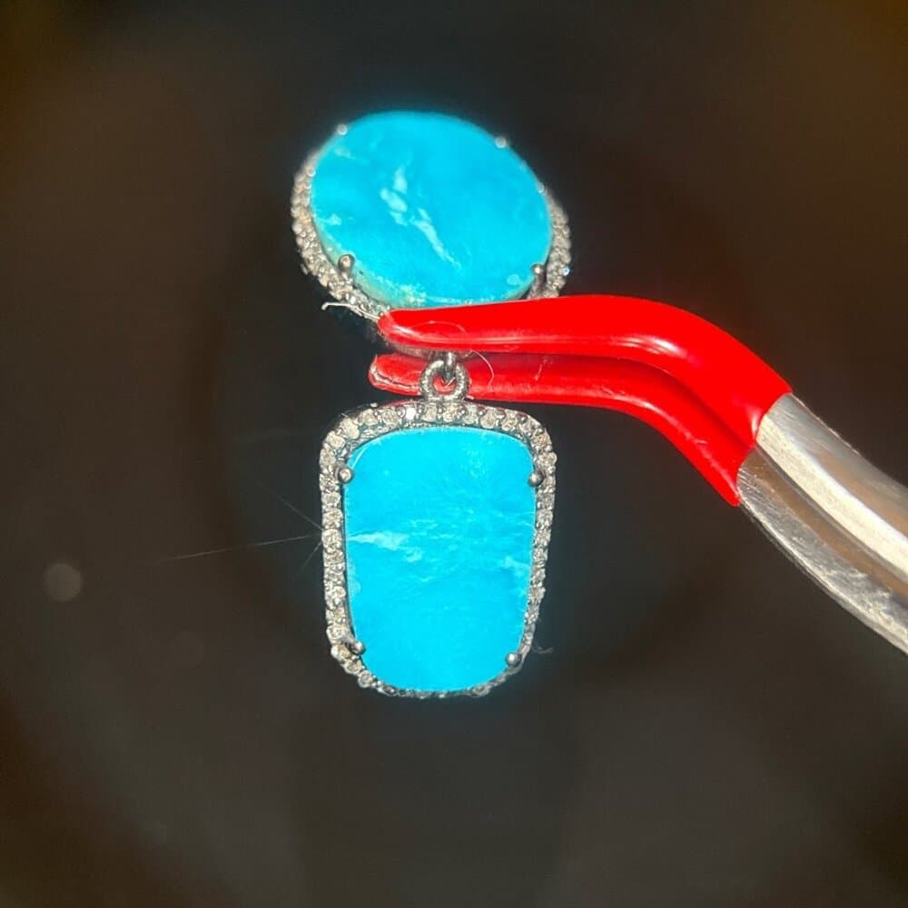 Turquoise Black Crystals Earrings in - Thumbnail 2