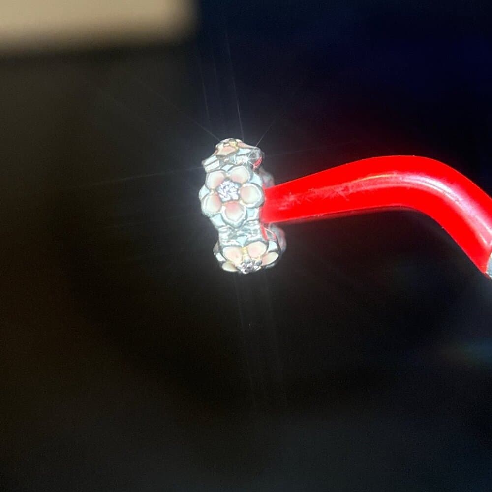 Pandora Pink Enamel Cz Flower Spacer Charm - Thumbnail 3