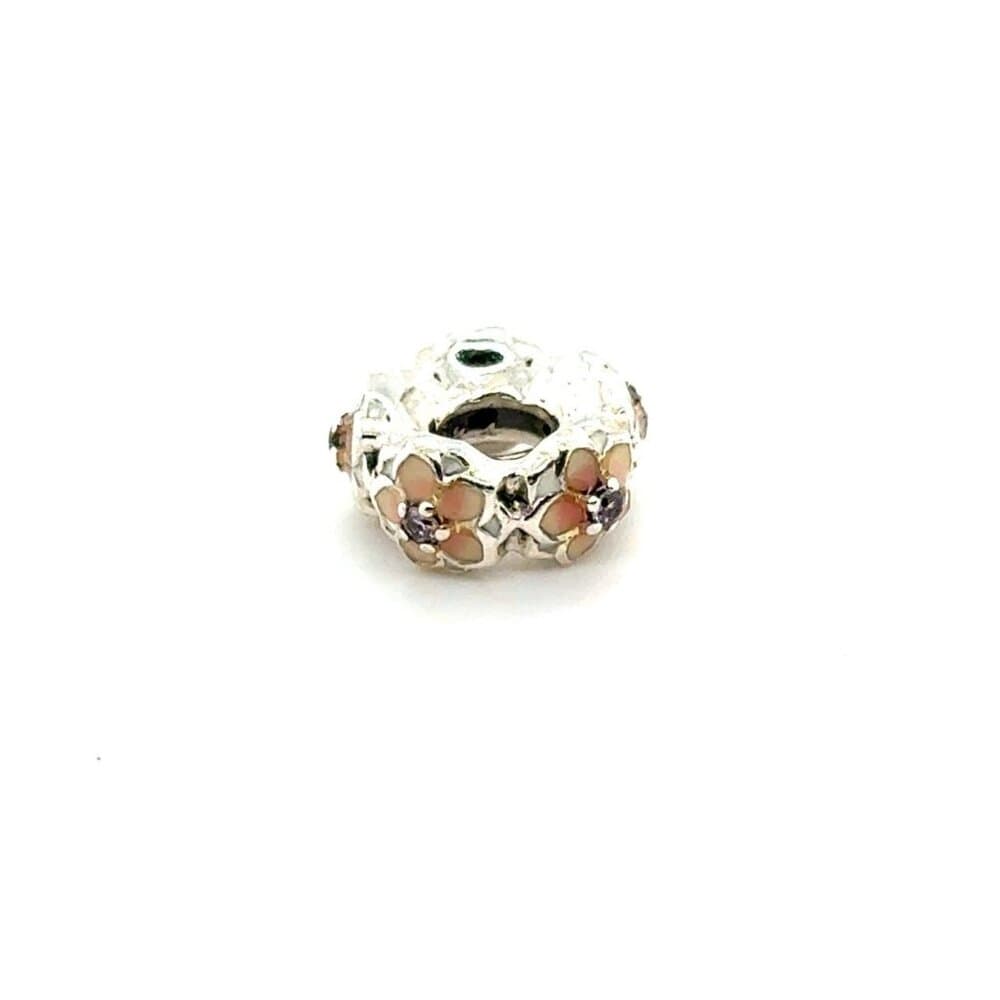 Pandora Pink Enamel Cz Flower Spacer Charm