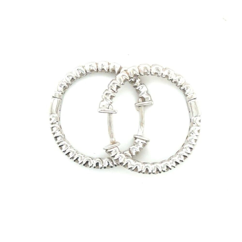 14K Gold Inside Out Diamond Reeds Hoops Earrings - Thumbnail 2