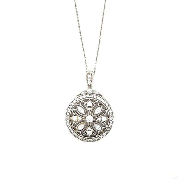 Art Deco Design 925 Silver Necklace - Thumbnail 10