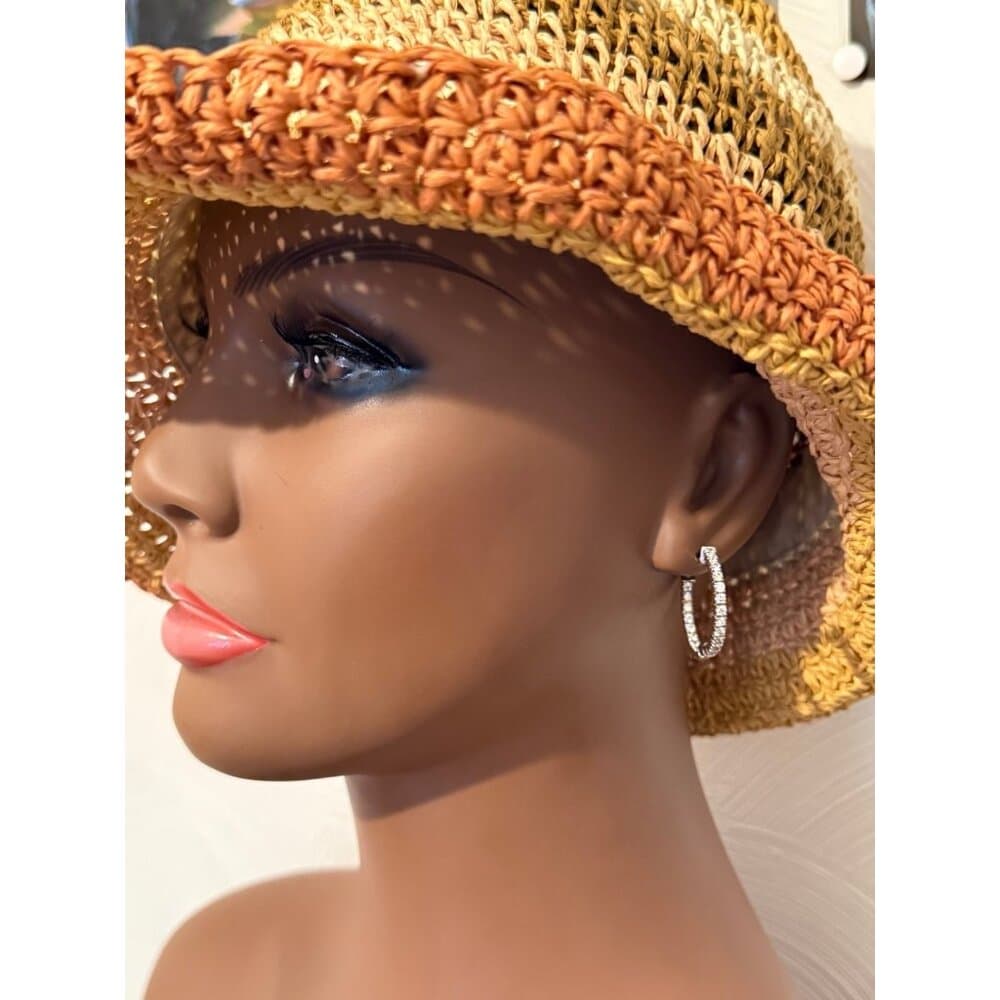 14K Gold Inside Out Diamond Reeds Hoops Earrings - Thumbnail 8