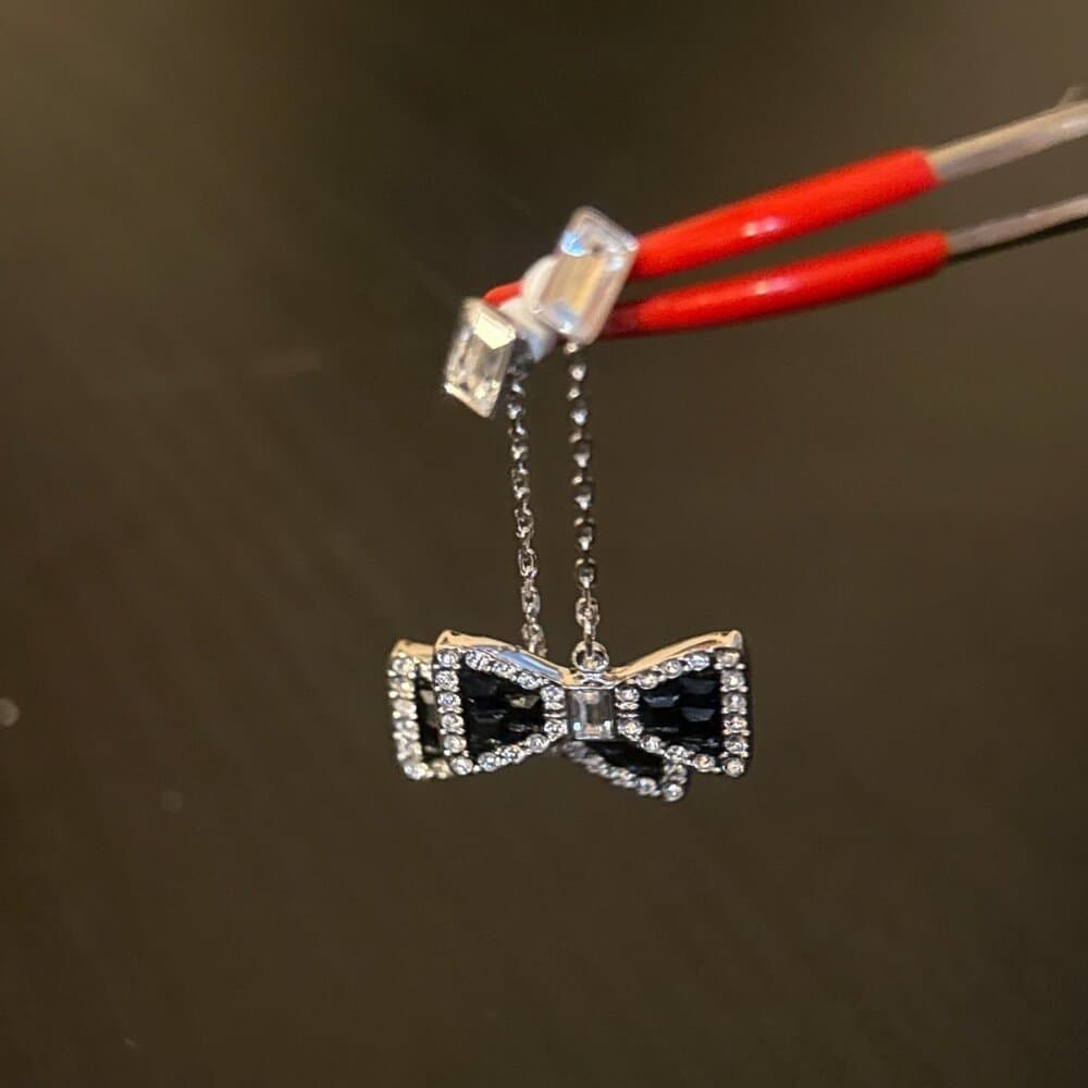 Swarovski Designer Bow Dangle Earrings - Thumbnail 2