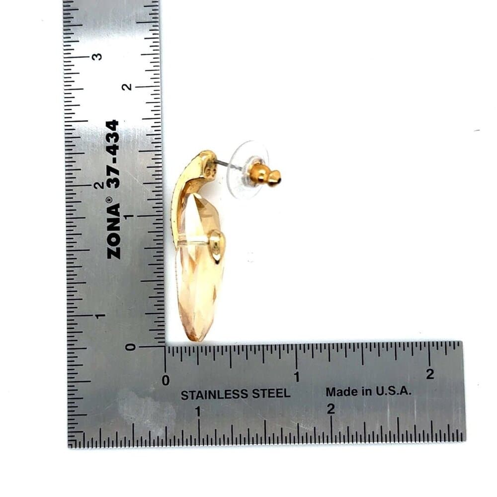 Champagne With Pave White Stone Swarovski Designer Earrings - Thumbnail 5