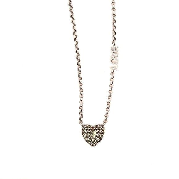 925 Silver Pave Stones Love Necklace - Thumbnail 11