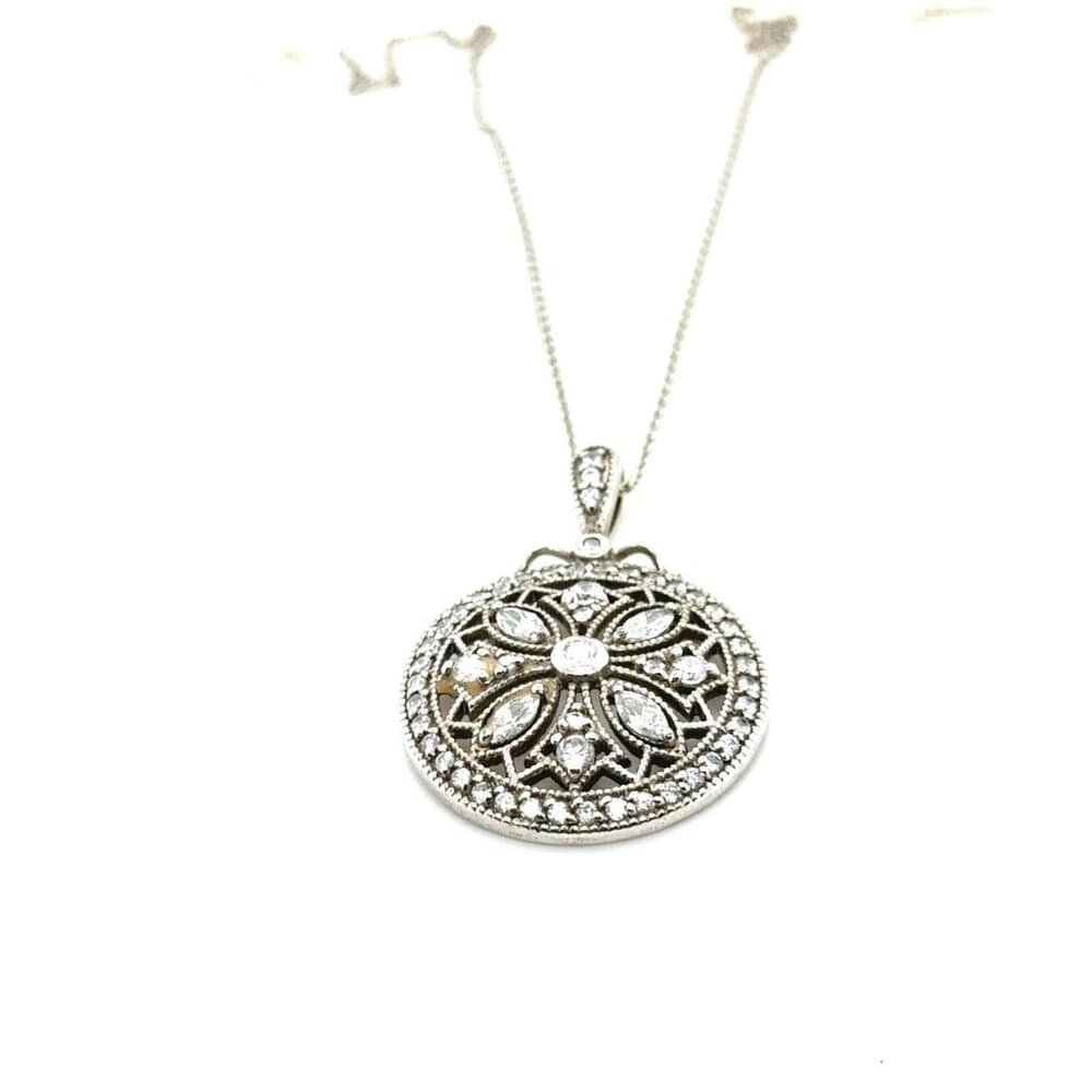 Art Deco Design 925 Silver Necklace - Thumbnail 4