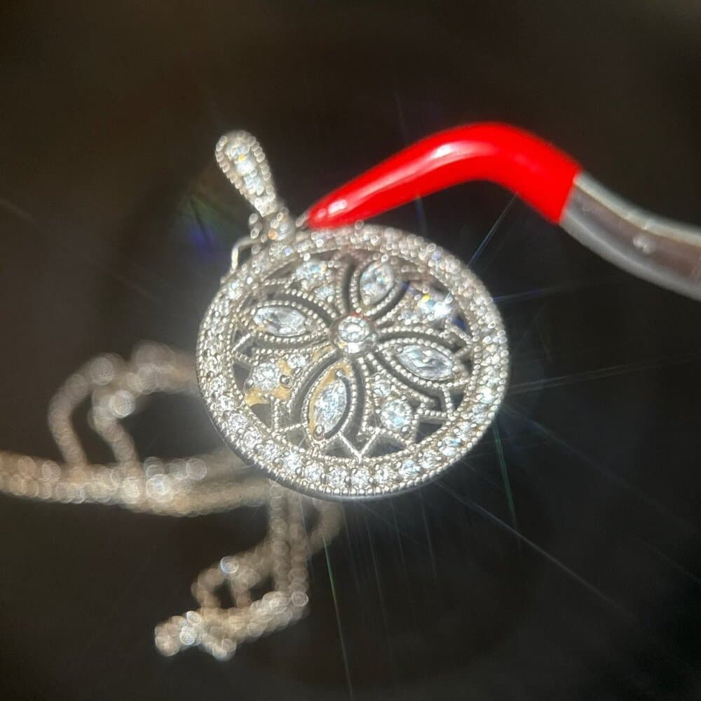 Art Deco Design 925 Silver Necklace - Thumbnail 2