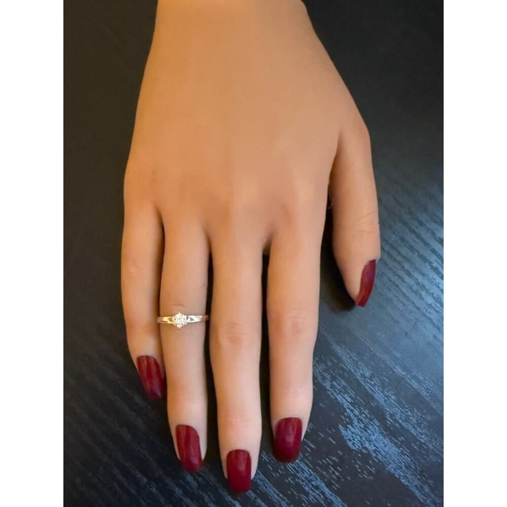 14K Gold Diamond Thin Band Engagement Ring - Thumbnail 8