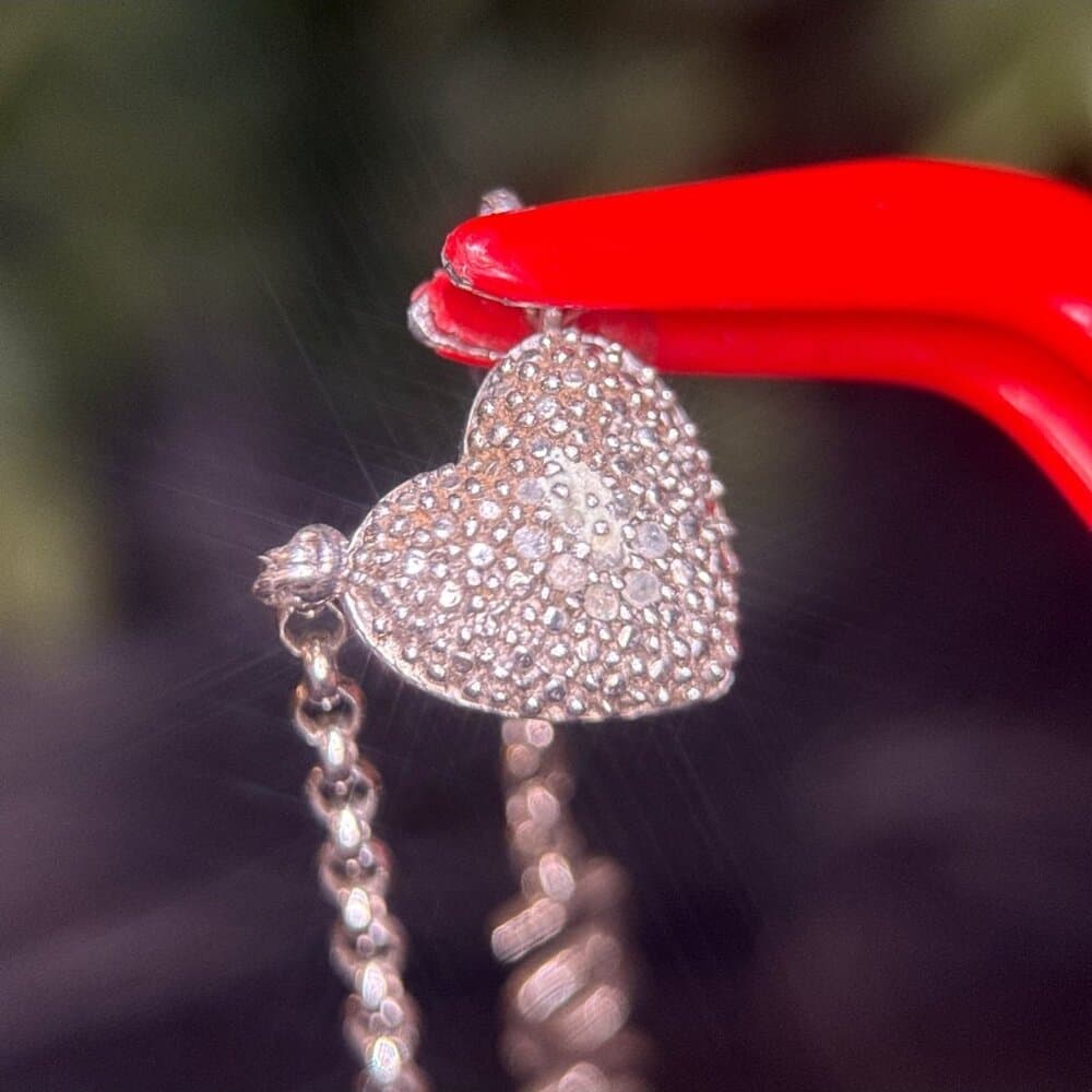 925 Silver Pave Stones Love Necklace - Thumbnail 2