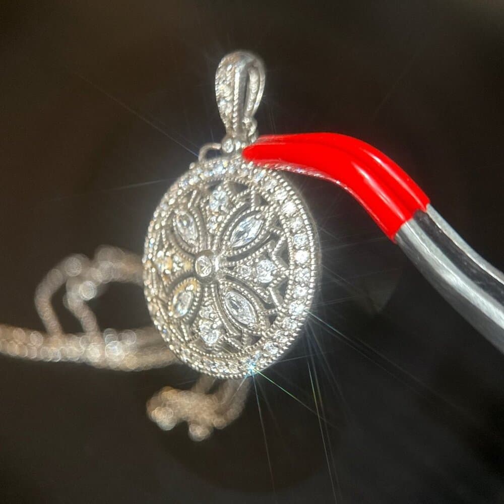 Art Deco Design 925 Silver Necklace - Thumbnail 3