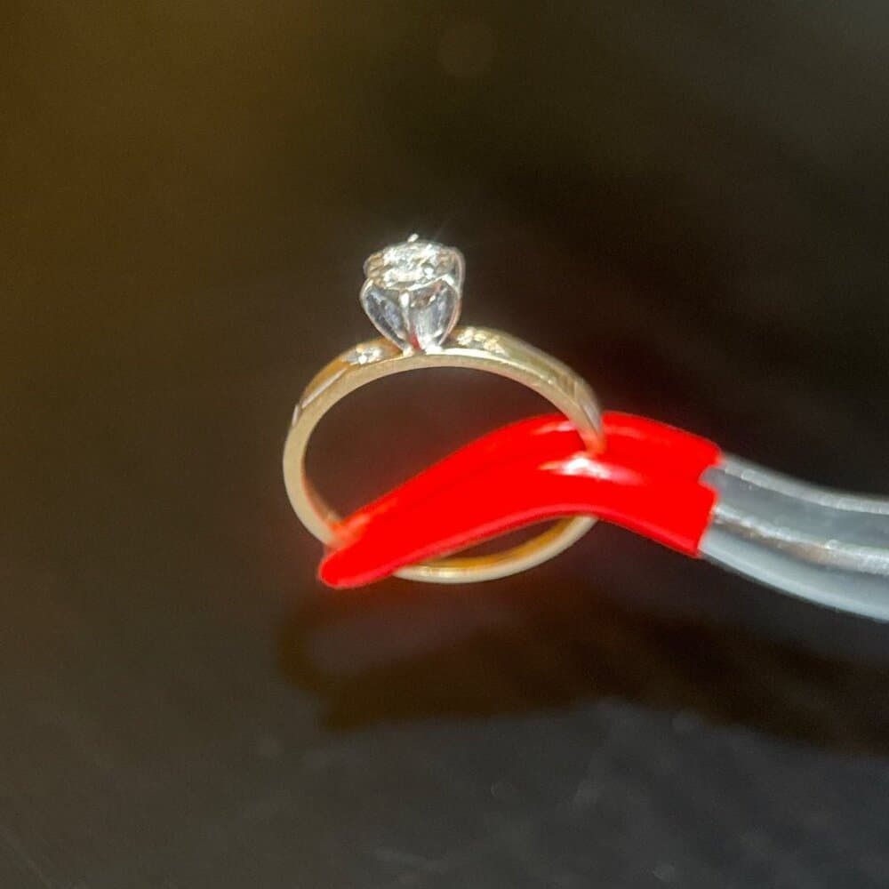 14K Gold Diamond Thin Band Engagement Ring - Thumbnail 5