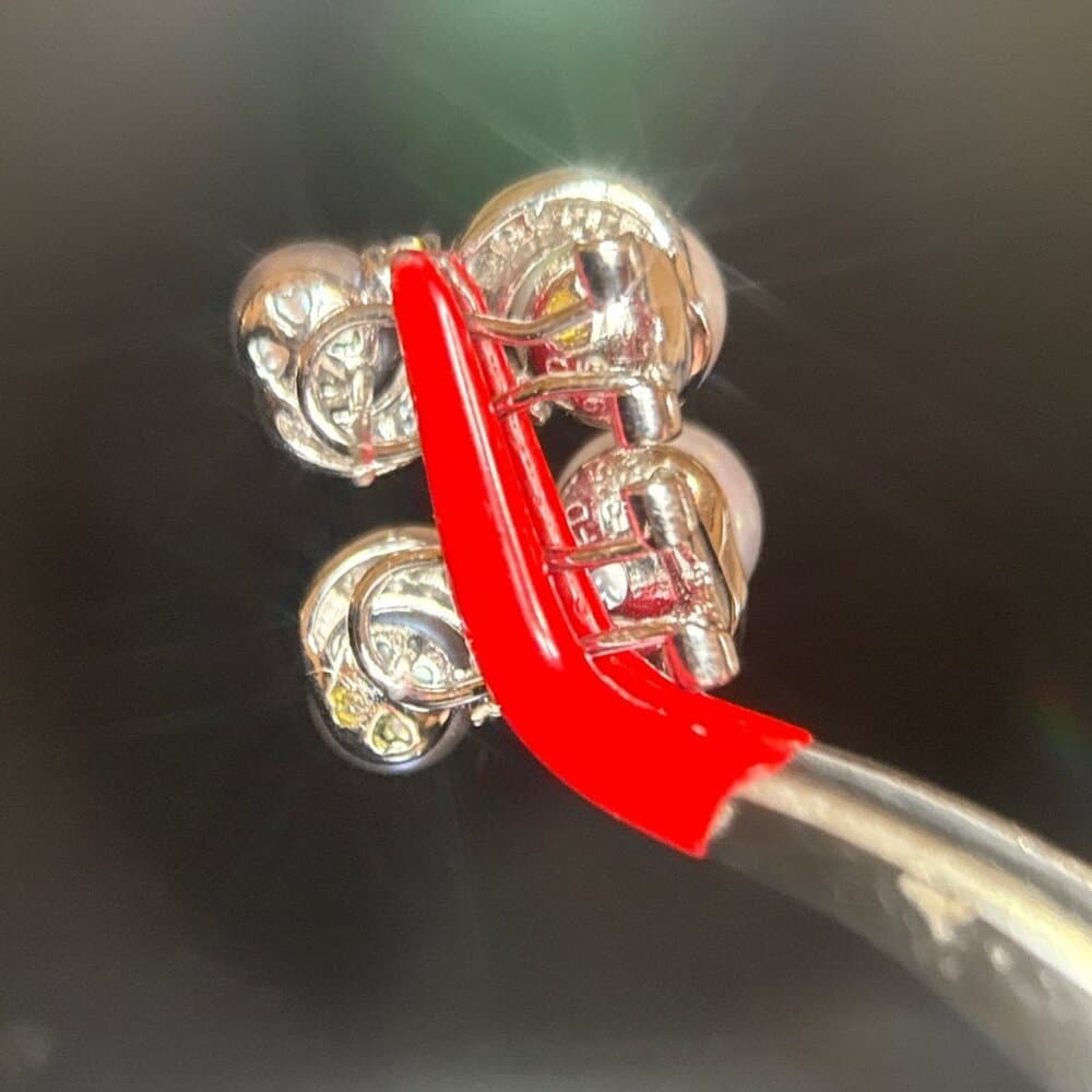 925 Silver Faux Black/White Pearl/ Cz Earrings - Thumbnail 3
