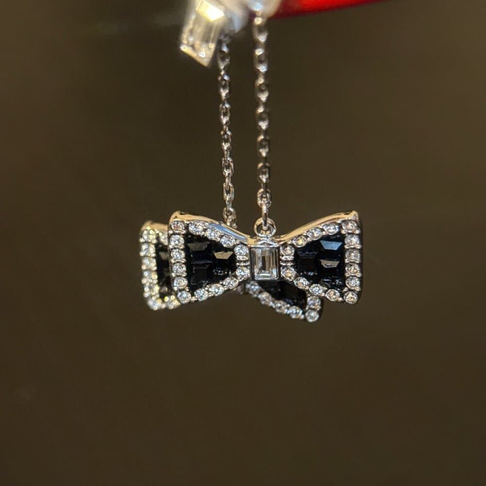 Swarovski Designer Bow Dangle Earrings - Thumbnail 3