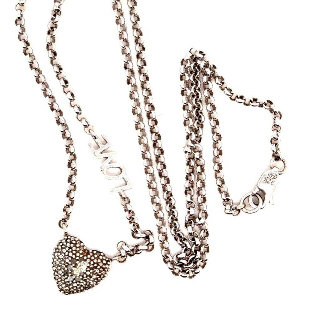925 Silver Pave Stones Love Necklace - Thumbnail 6