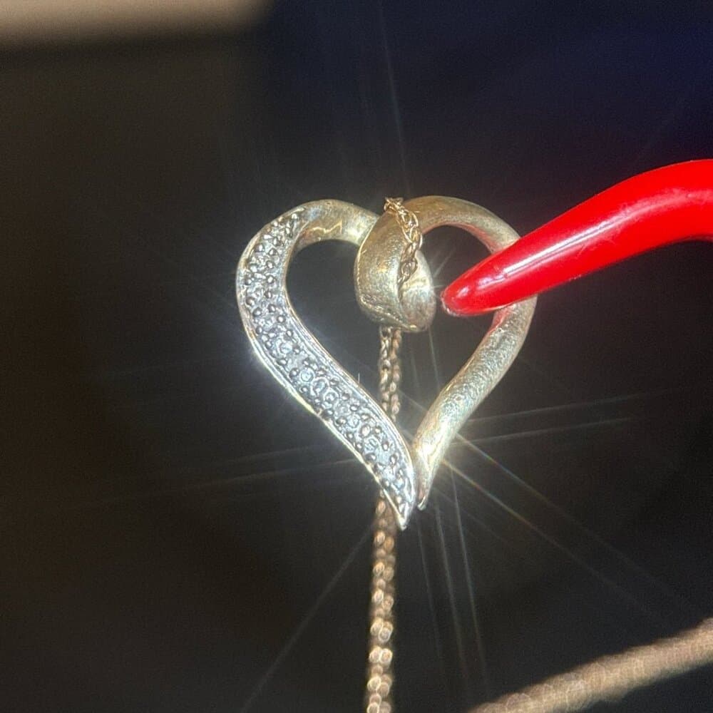 14k/10K Diamond Heart Necklace - Thumbnail 2