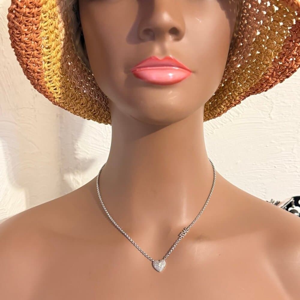 925 Silver Pave Stones Love Necklace - Thumbnail 9