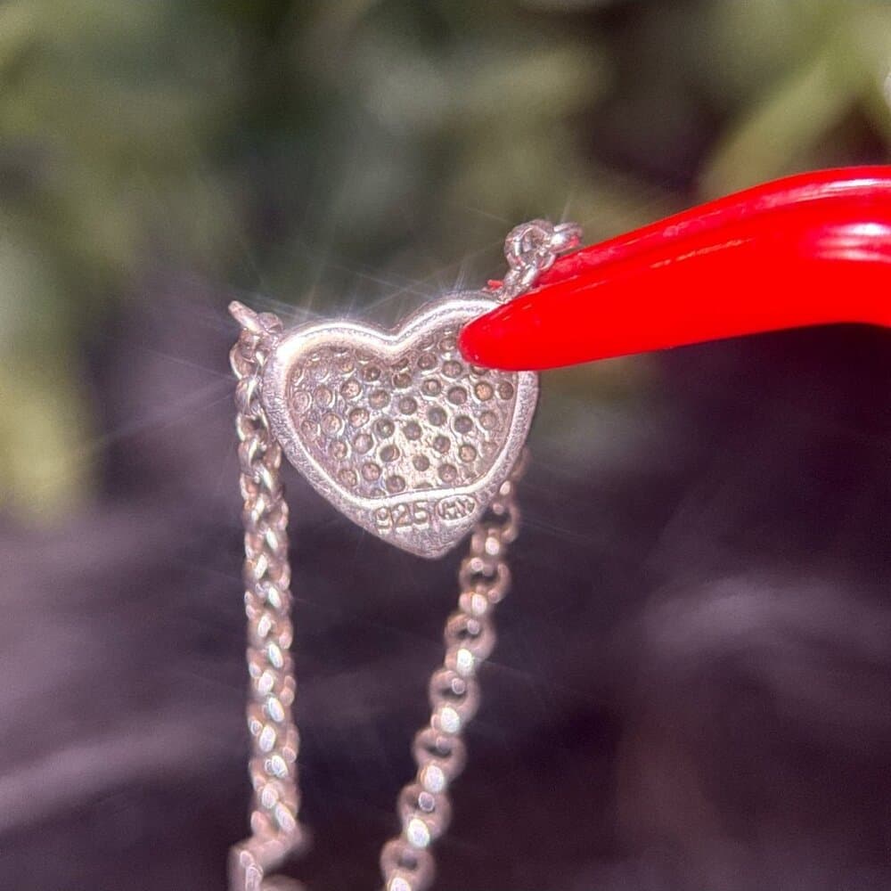 925 Silver Pave Stones Love Necklace - Thumbnail 7