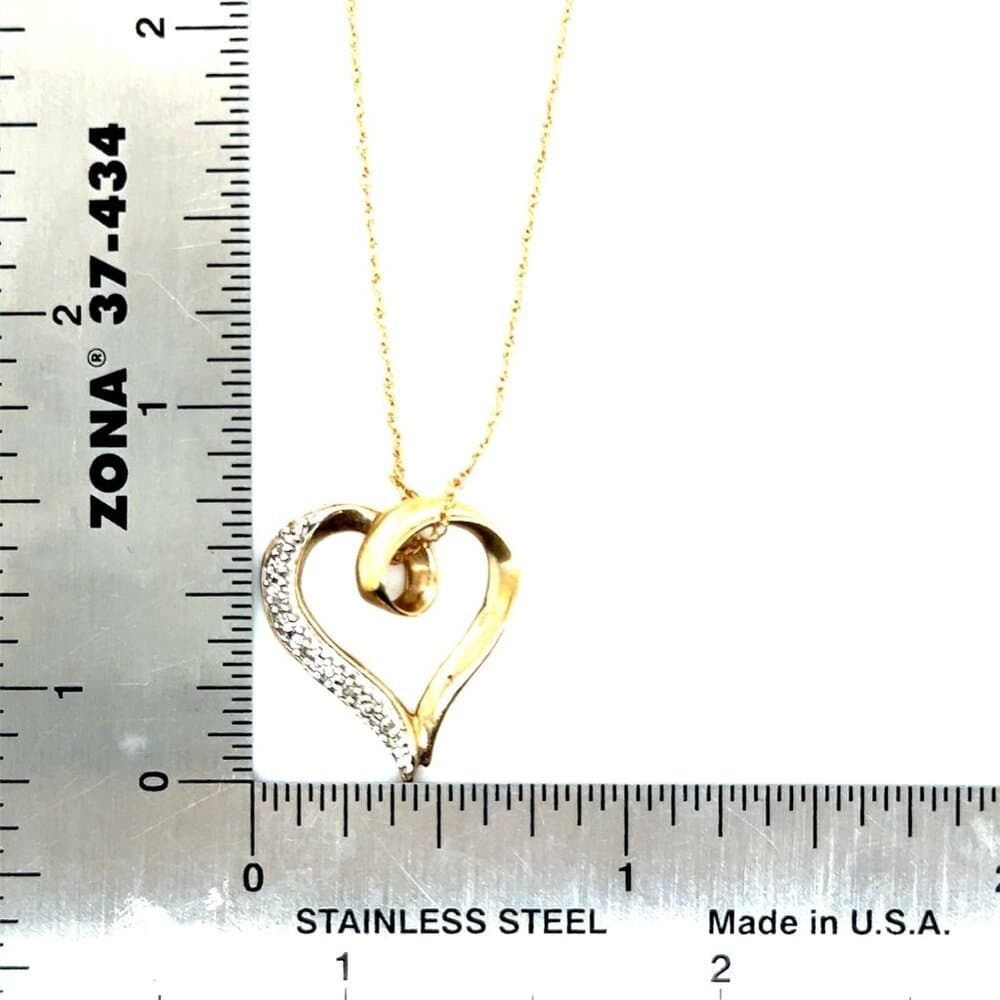 14k/10K Diamond Heart Necklace - Thumbnail 5