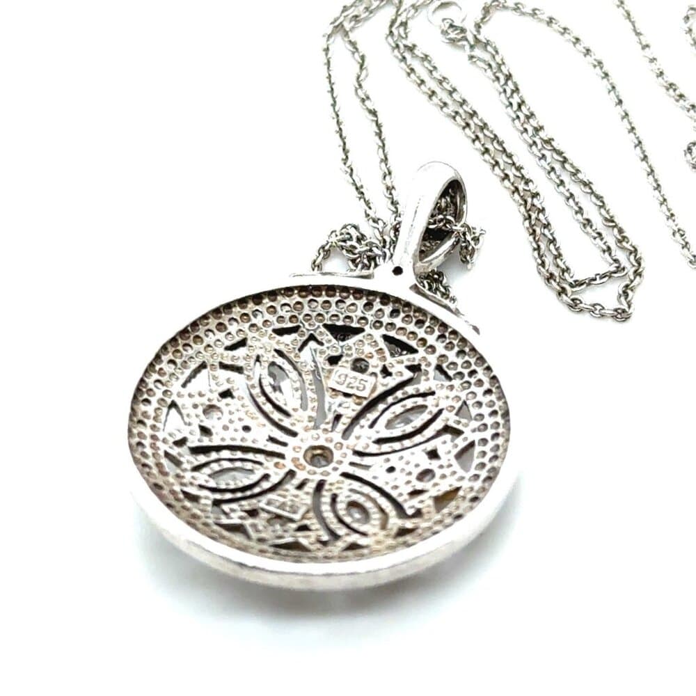 Art Deco Design 925 Silver Necklace - Thumbnail 6