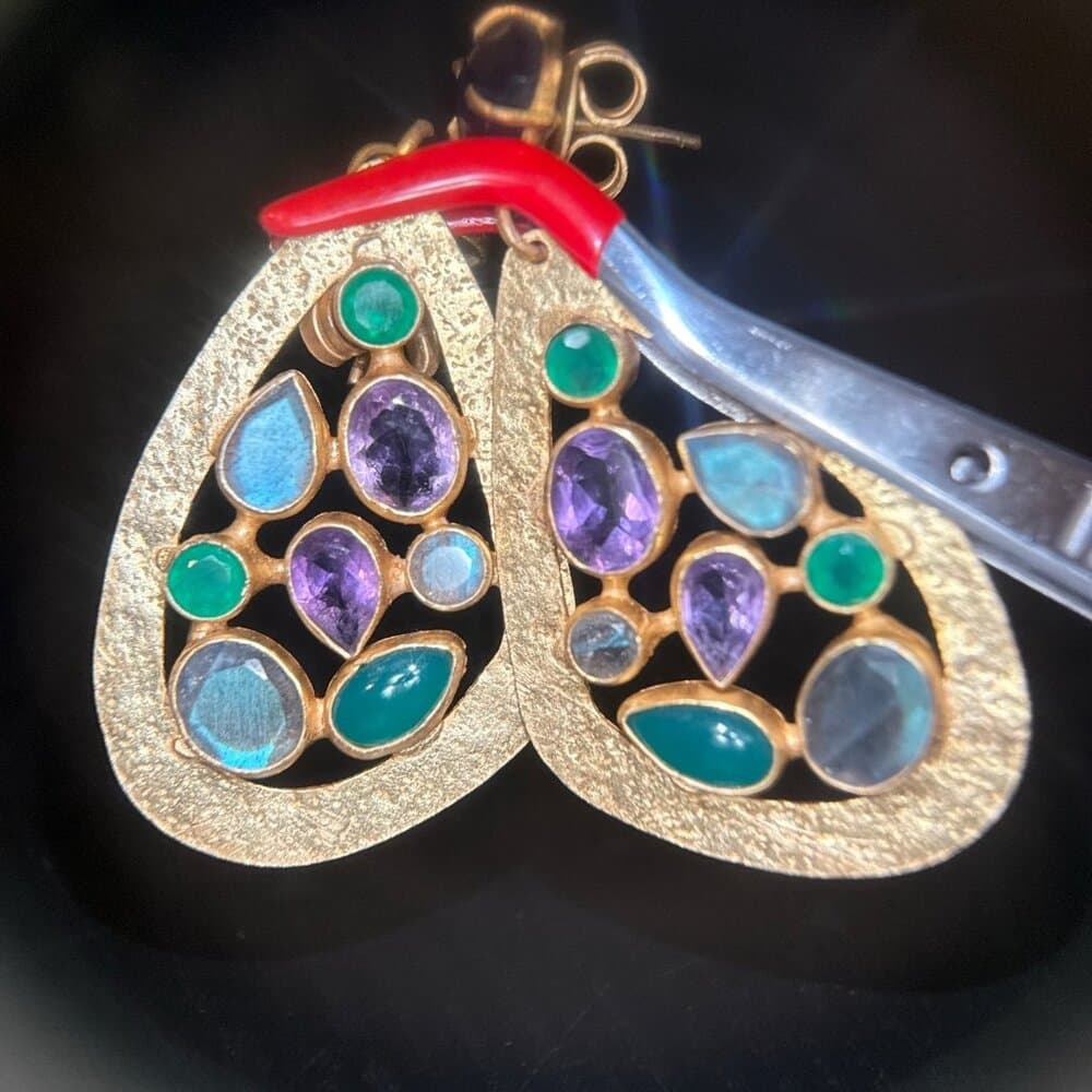 Purple/Green/Topaz Drop Earrings