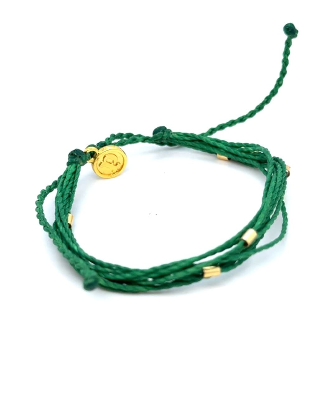 Pura Vida Green with Gold Beads Bracelet