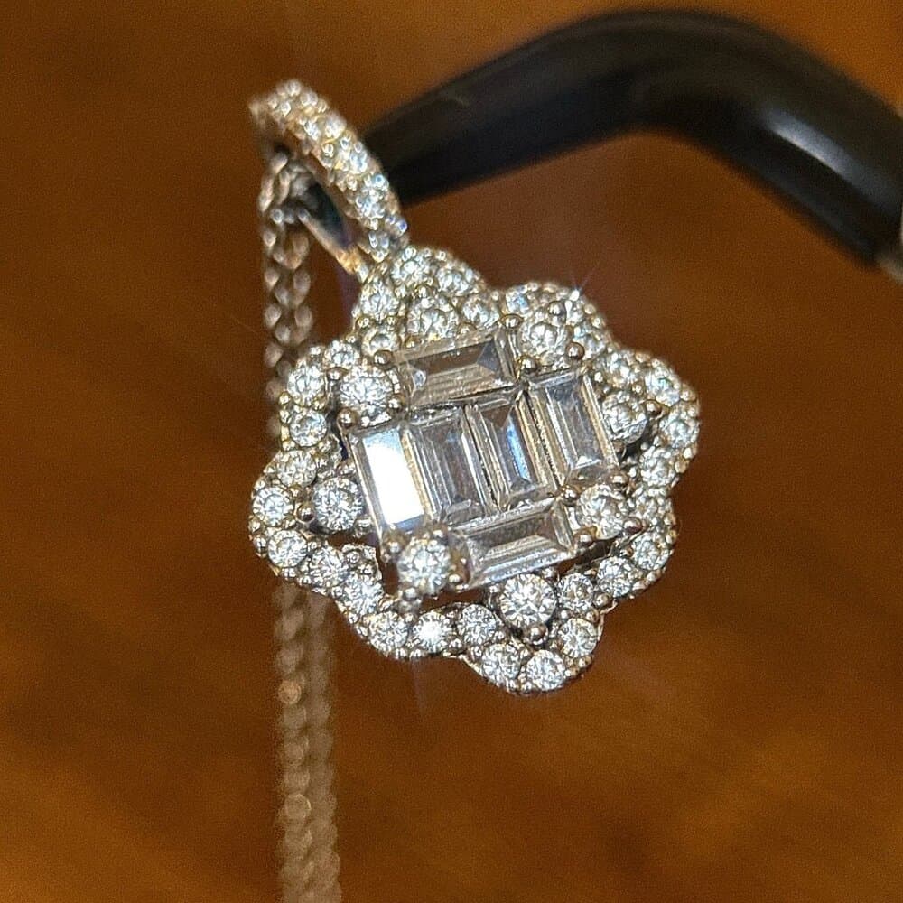 Victorian Style 925 Silver Cz Necklace
