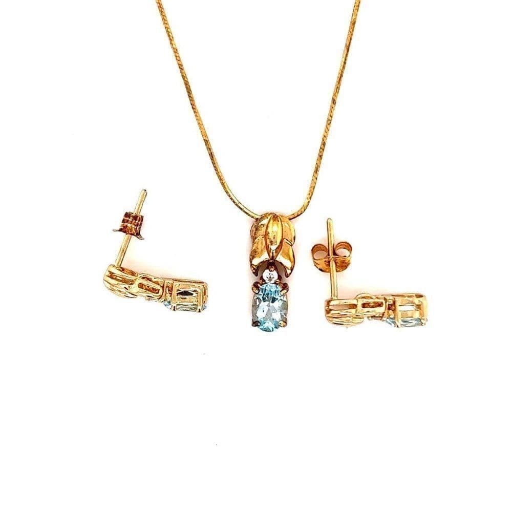 925 Vermeil Topaz Necklace & Earrings Set‎
