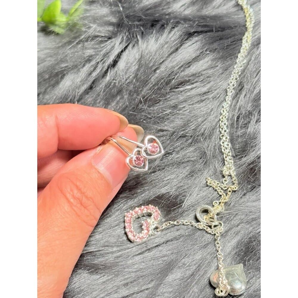 Pink Stone Necklace & Earrings Set