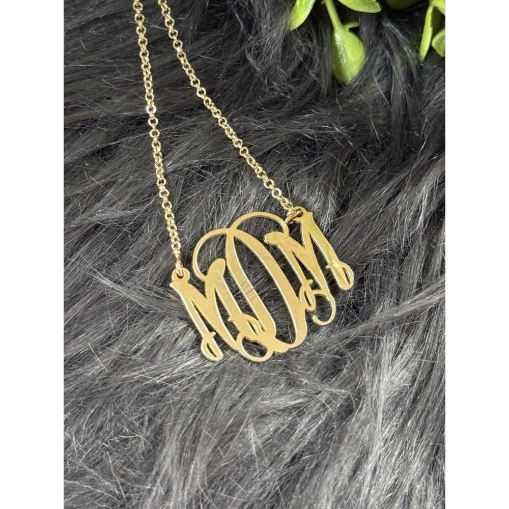 Gold Over Silver 925 Mom Monogram Necklace