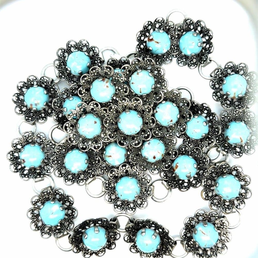 Blues Stones Necklace, Bracelet & Brooch Set