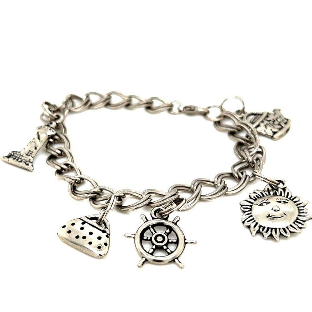 Silvertone Charm Bracelet (d)