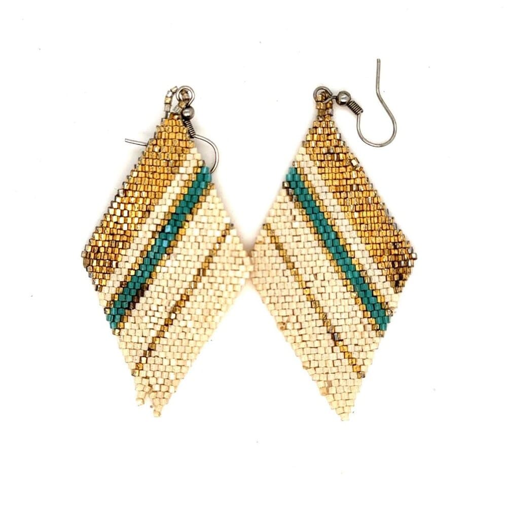 Blue & Gold Beaded Bracelet & Earrings Set