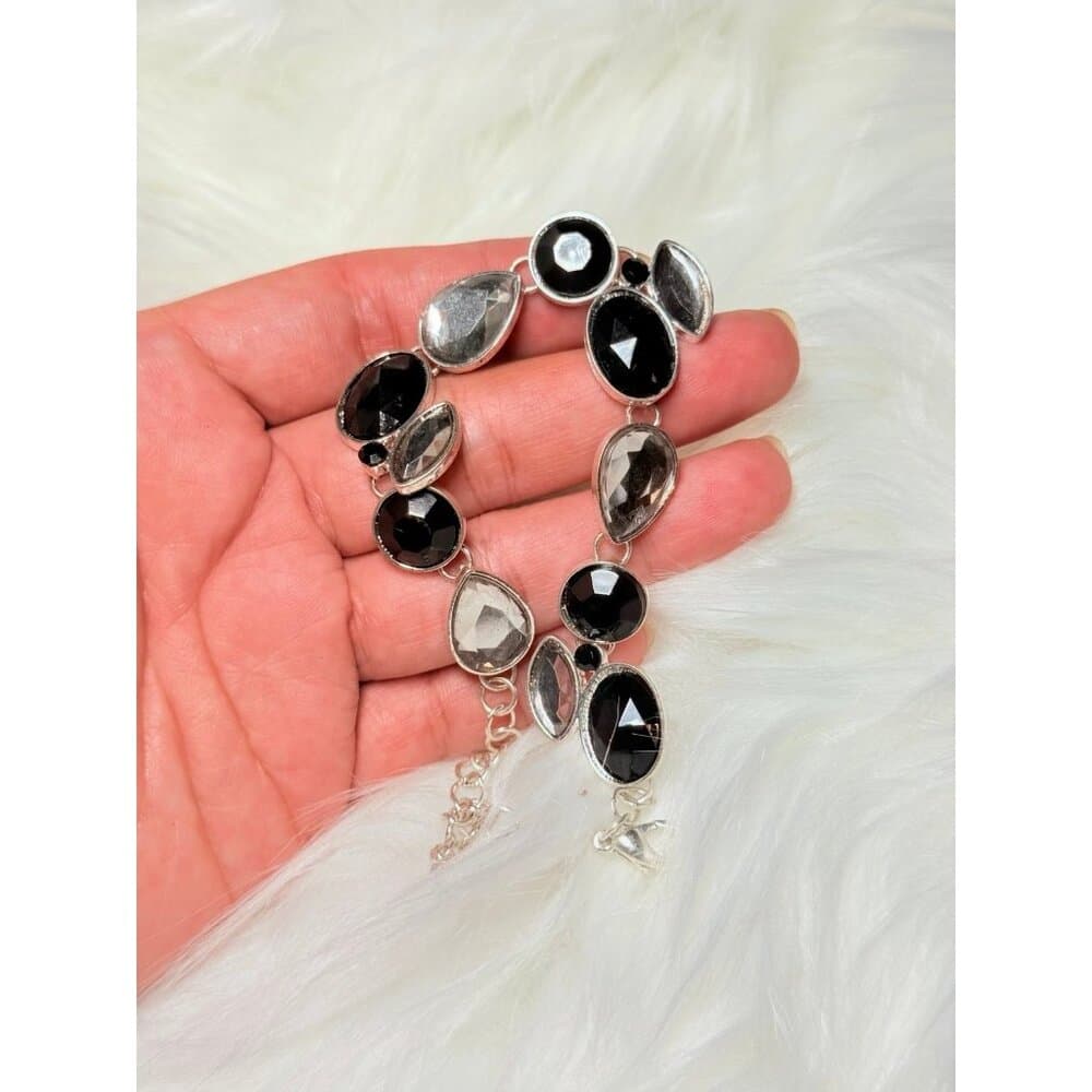 Black‎ & Clear Rhinestones Bracelet (d)