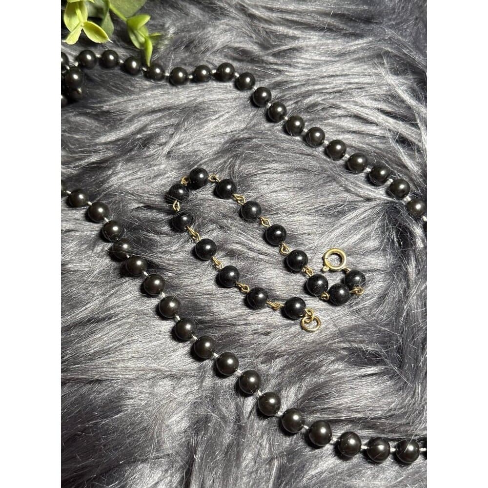 Black Beaded Bracelet & Necklace Set
