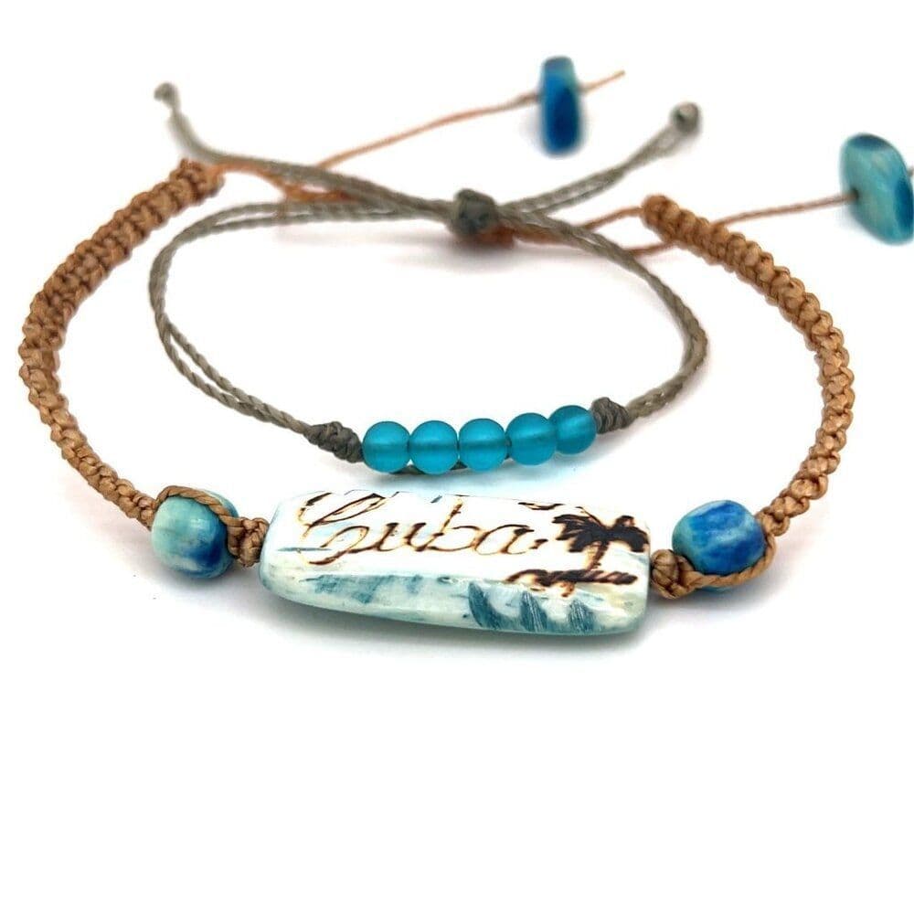 Blue Beads & Cuba Bracelets (d)