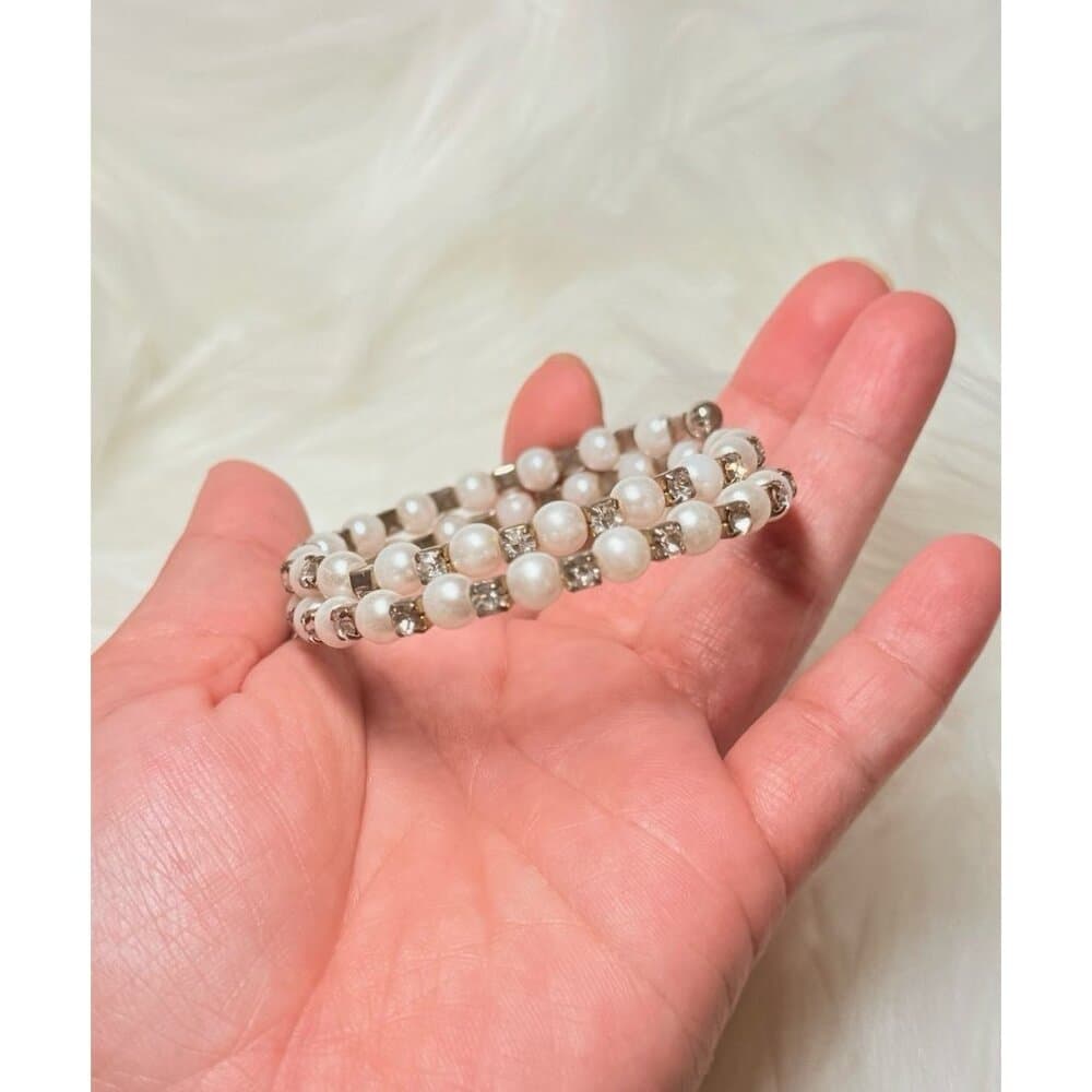 Wrap Pearl/Rhinestones Cuff (c)
