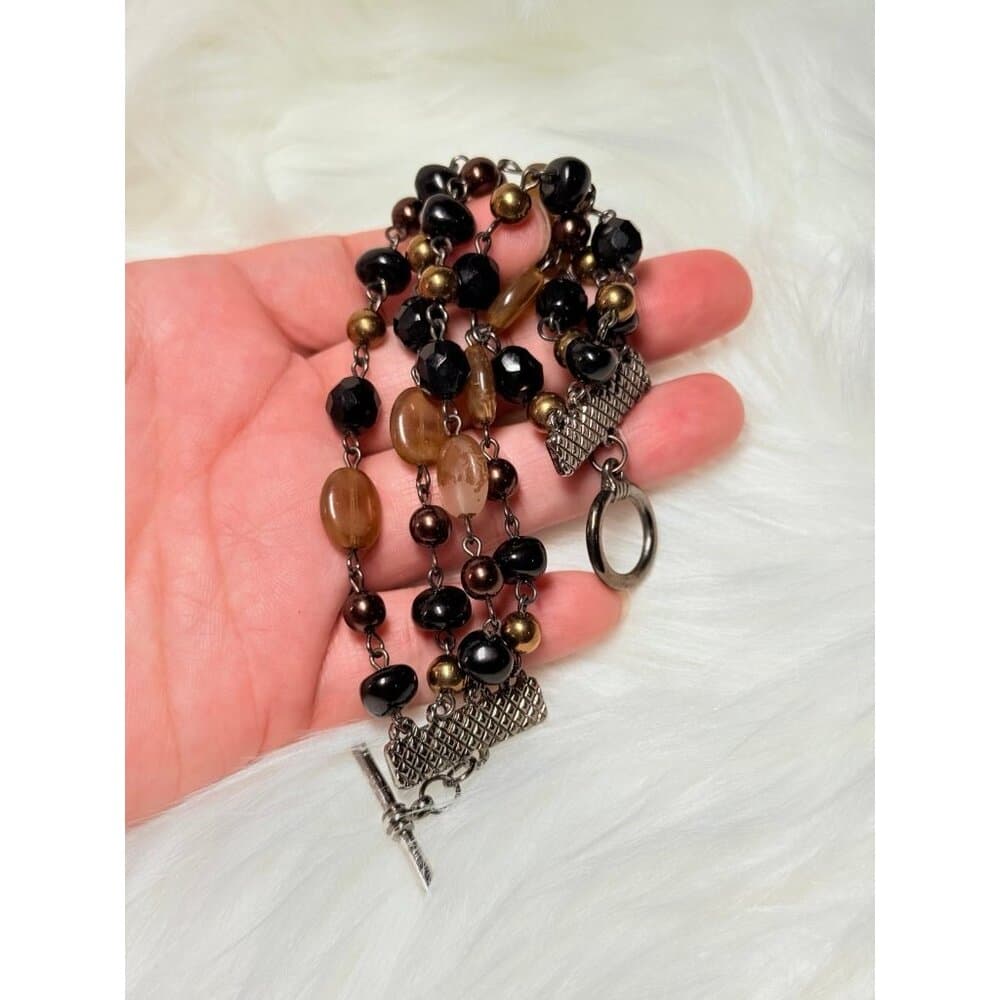 Multi-Strand Black/Brown Toggle Bracelet (d)