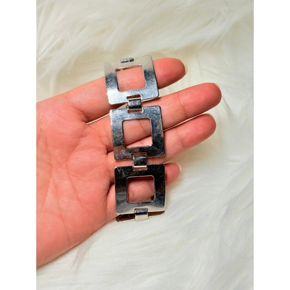 Silver Square Link Bracelet (c)