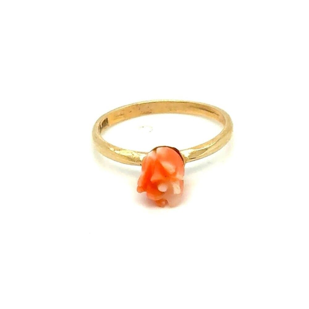 10K Gold Carved Rose Ring