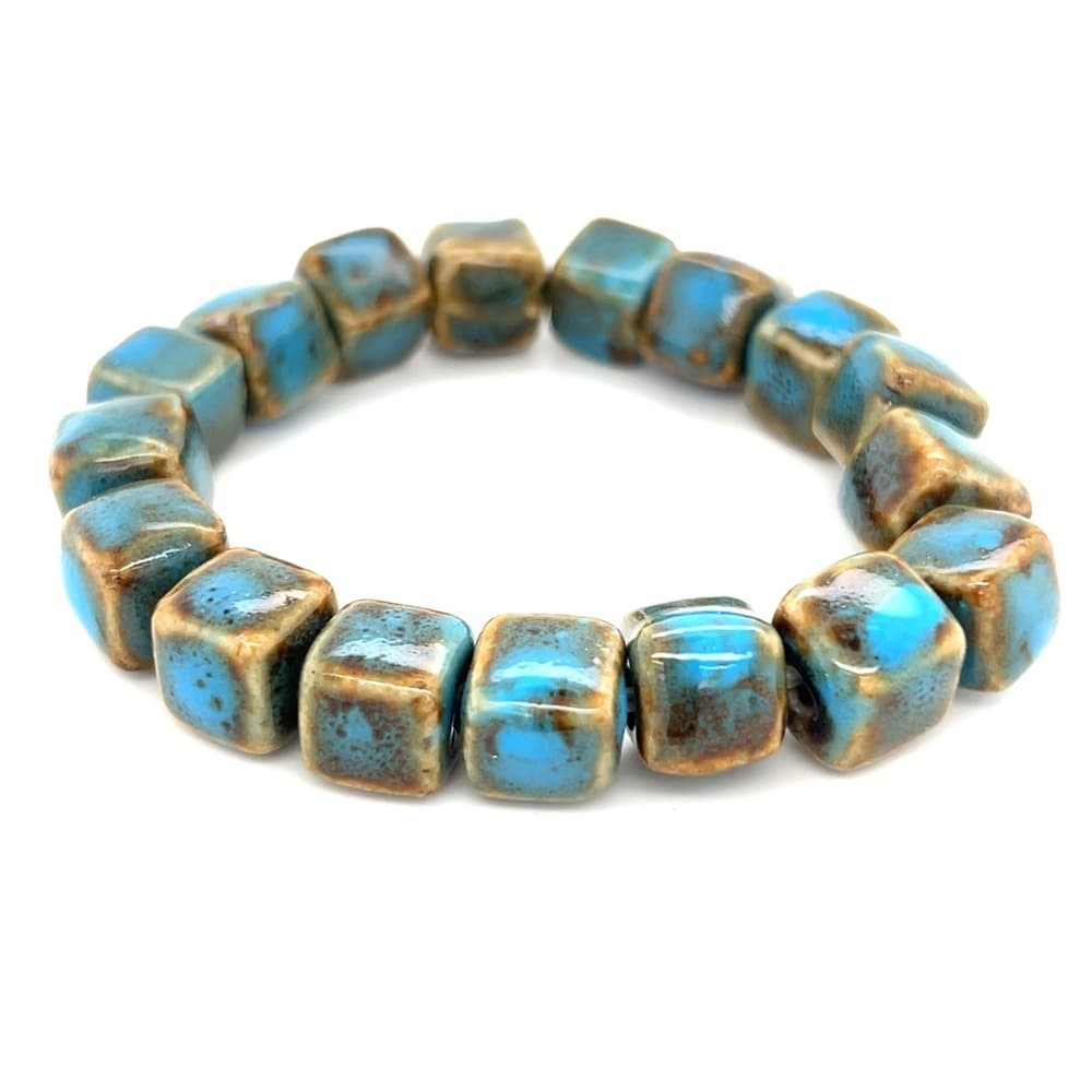 Faux Turquoise and Gold Beaded Bracelet (c)