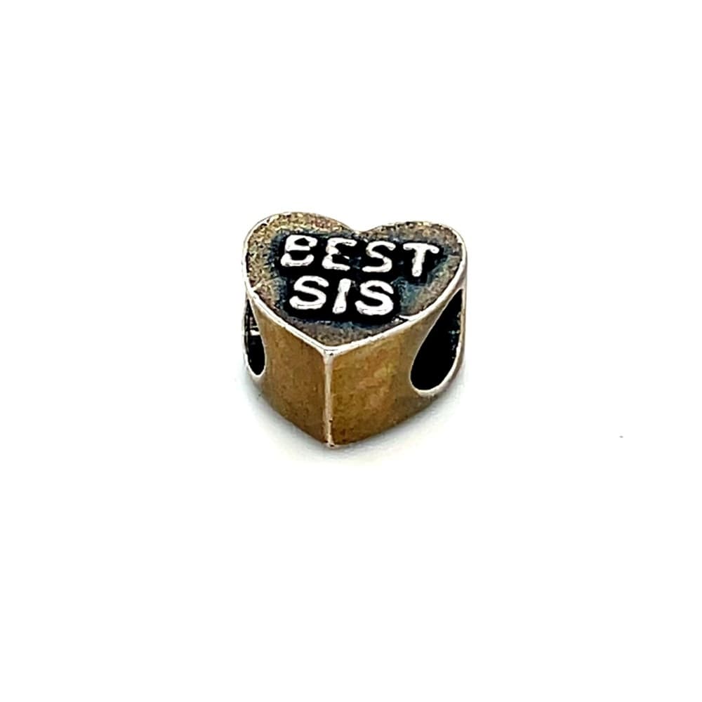 Silver 925 Heart-Shaped 'Best Sis' Charm