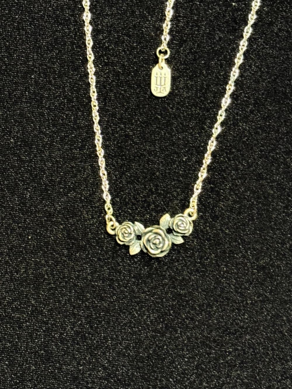 James Avery Silver Rose Trio Necklace