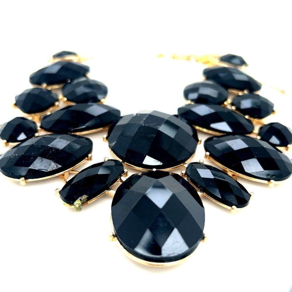 Black Stone Statement Necklace (B1)