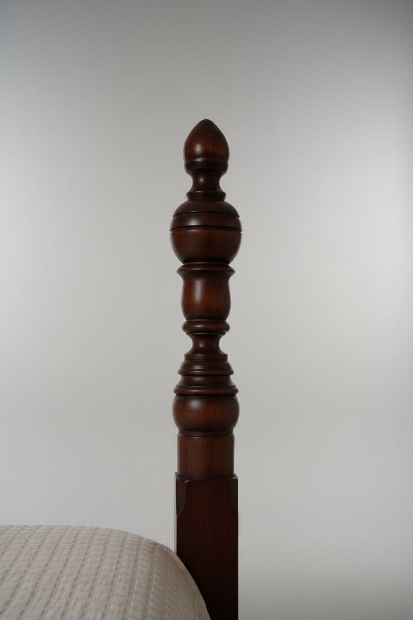 Turned Four Poster Carved Wood King Bed Frame w/Finials PD138-19 - Thumbnail 8