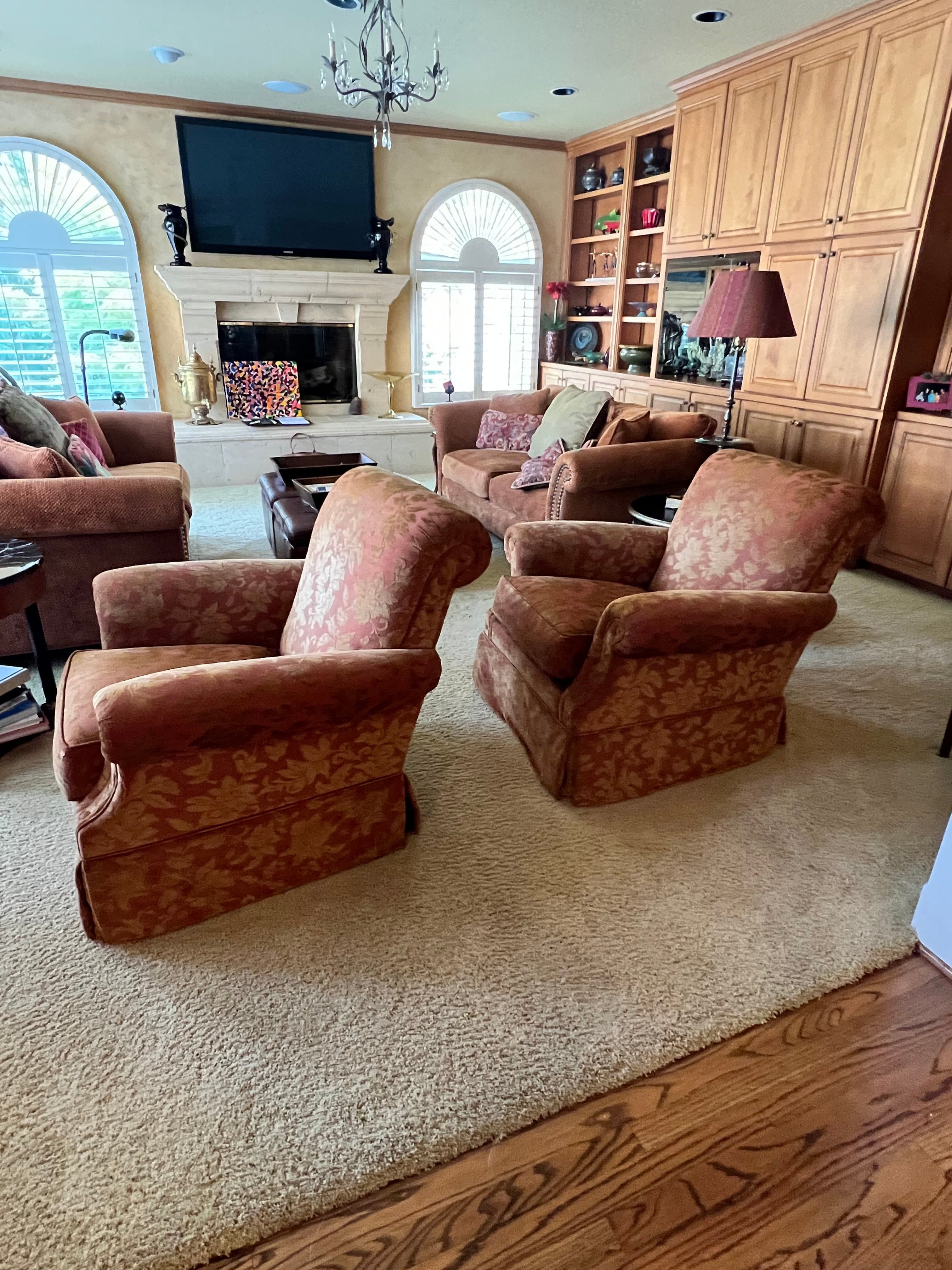 Set of 2 Castellano Down Maroon/Gold Swivel Rocking Club Chairs PD138-2 - Thumbnail 4