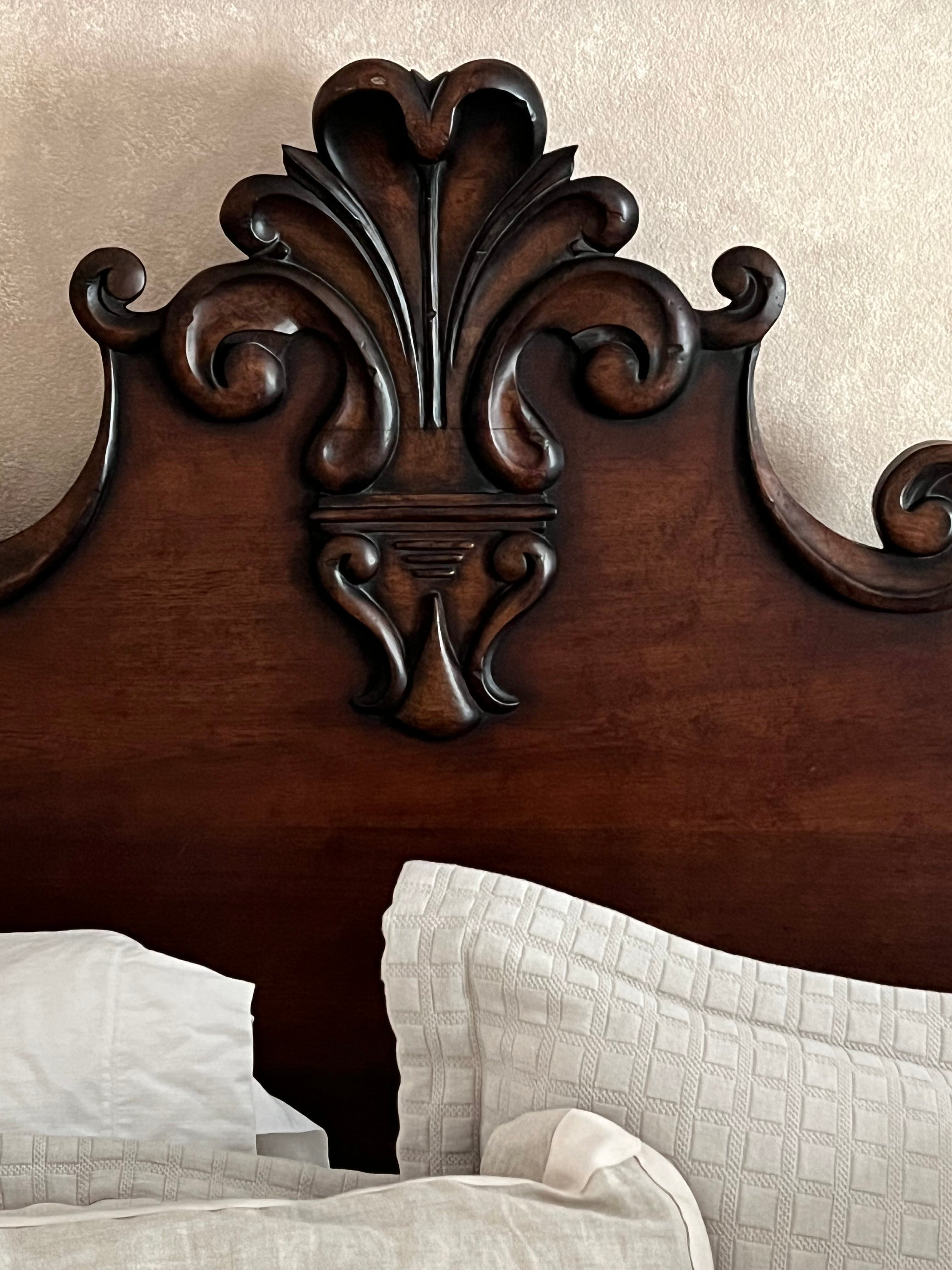 Turned Four Poster Carved Wood King Bed Frame w/Finials PD138-19 - Thumbnail 7